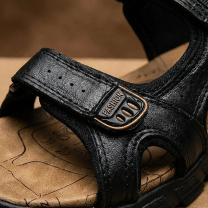 Lavisa - Unisex Leather-Look Velcro Trek Sandals Aggressive-Grip Sole
