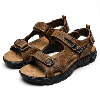 Lavisa - Unisex Leather-Look Velcro Trek Sandals Aggressive-Grip Sole