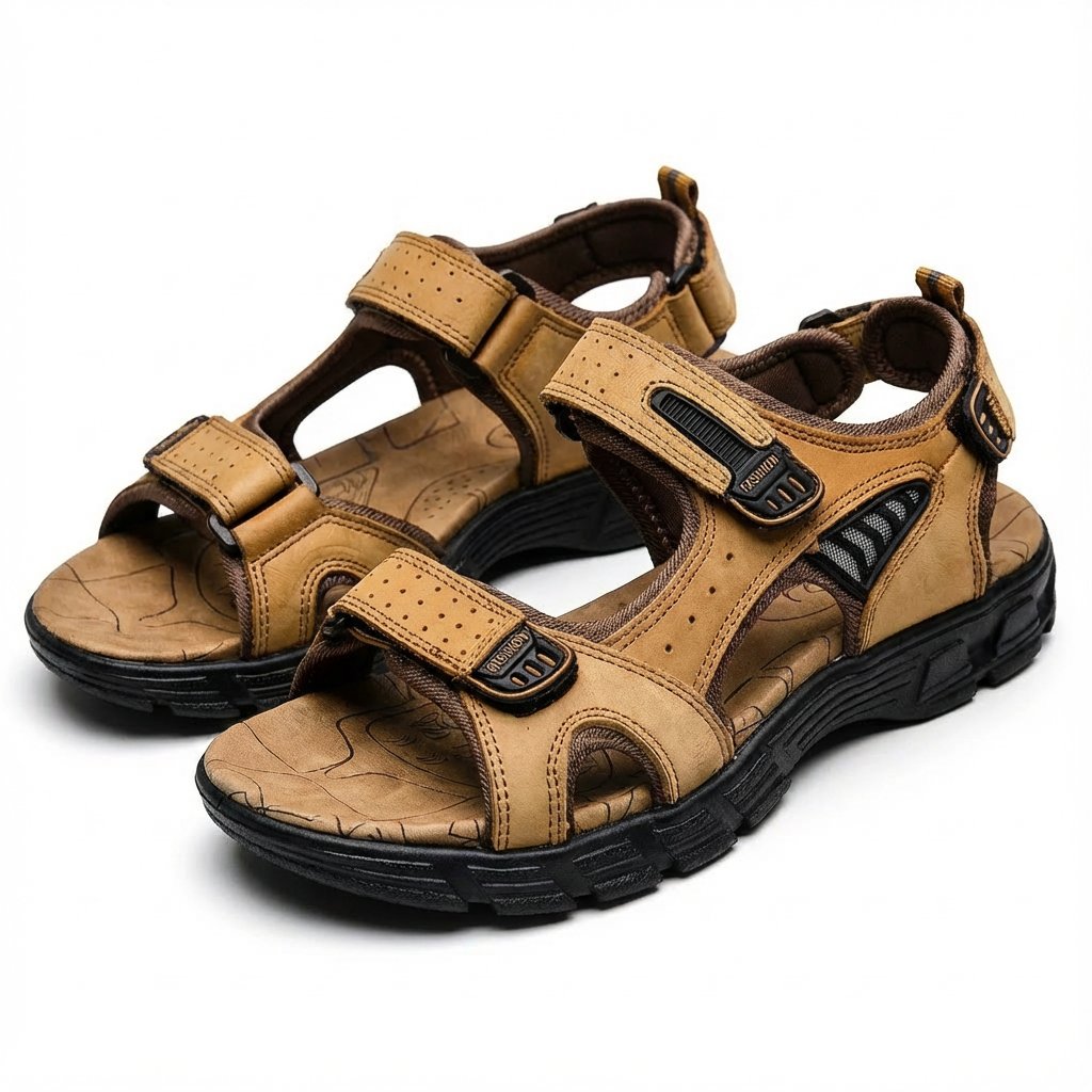 Lavisa - Unisex Leather-Look Velcro Trek Sandals Aggressive-Grip Sole