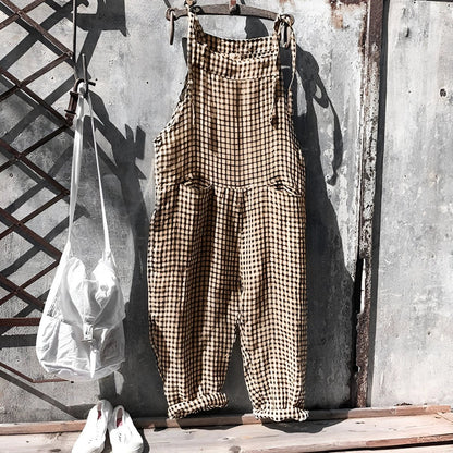 Unisex Vintage Striped Loose-Fit Adjustable Strap Overall - Close-Up Texture & Detail | Lavisa