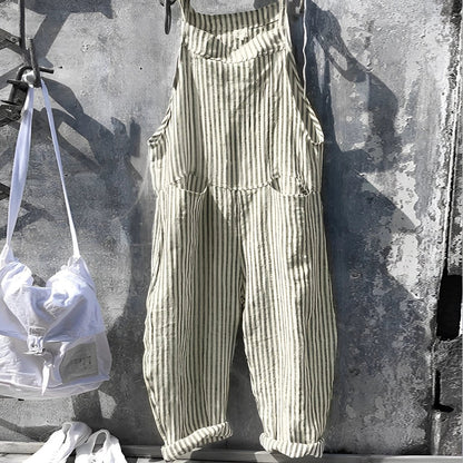 Unisex Vintage Striped Loose-Fit Adjustable Strap Overall - Variant Style 8 | Lavisa