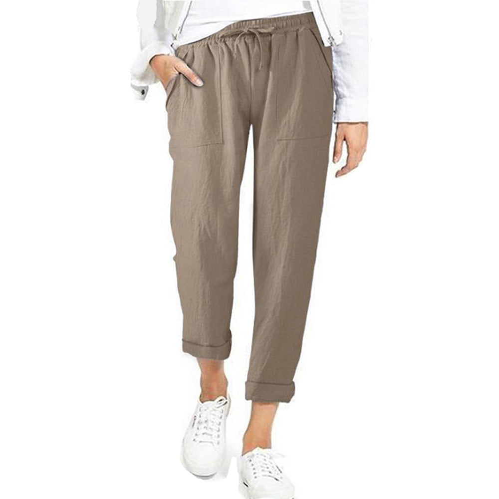 Lavisa - Women's Lightweight Pull-On Trousers Elastic Waist Straight Leg Pants