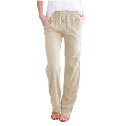 Lavisa - Women's Lightweight Pull-On Pants - Elastic Waist Straight Leg Trousers