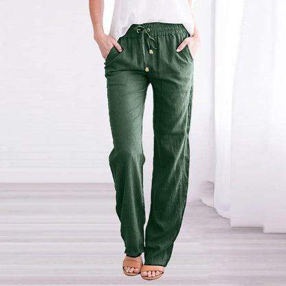 Lavisa - Women's Lightweight Pull-On Trousers Elastic Waist Straight Leg Pants