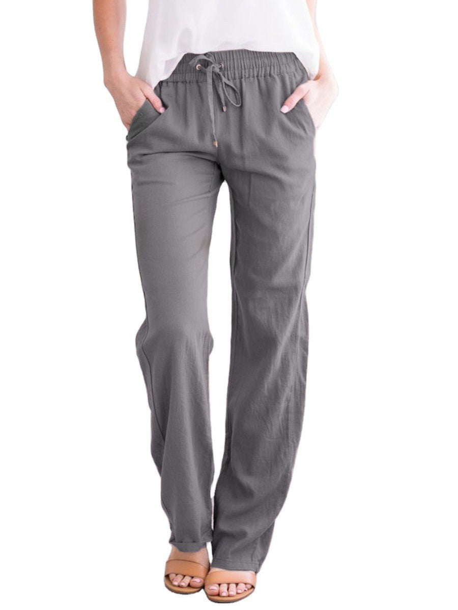 Lavisa - Women's Lightweight Pull-On Trousers Elastic Waist Straight Leg Pants