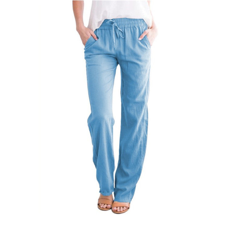 Lavisa - Women's Lightweight Pull-On Trousers Elastic Waist Straight Leg Pants