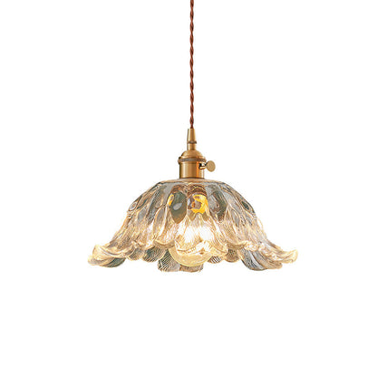 Lavisa - Japanese Floral Glass Pendant Light Brass Ceiling Fixture