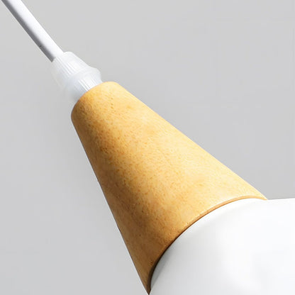 Lavisa - White Cone Pendant Light with Wood Top
