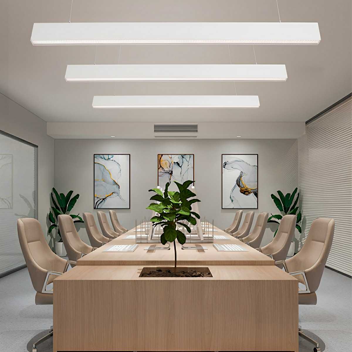 Lavisa - White Modern Minimalist Linear LED Office Pendant Light