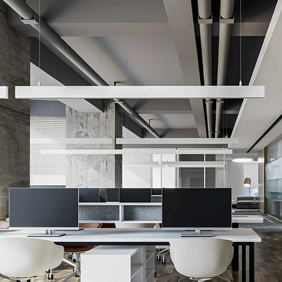 Lavisa - White Modern Minimalist Linear LED Office Pendant Light
