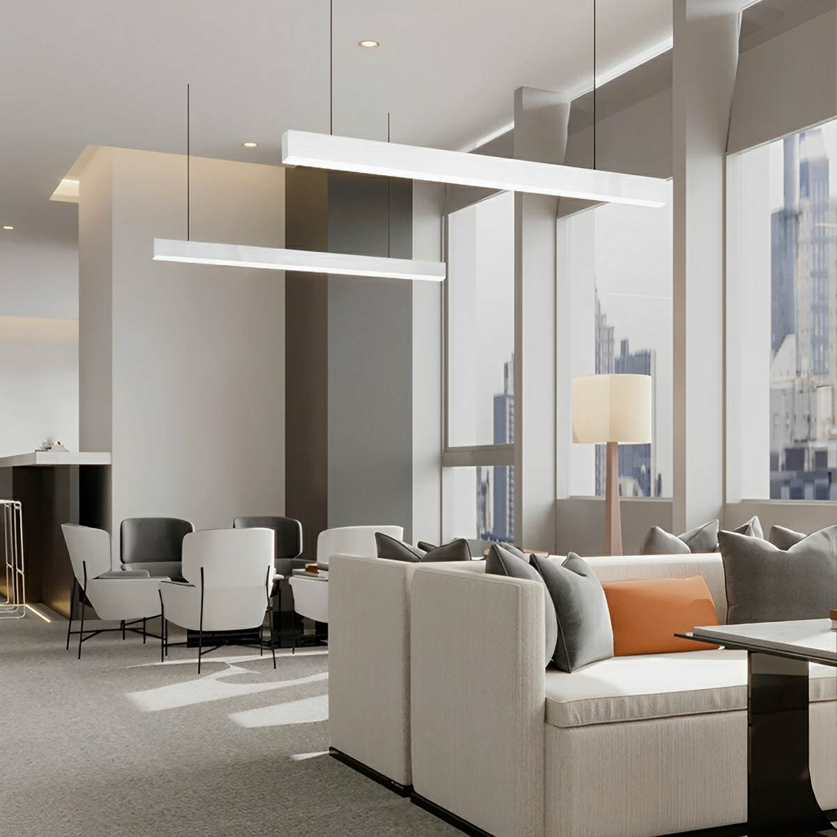 Lavisa - White Modern Minimalist Linear LED Office Pendant Light