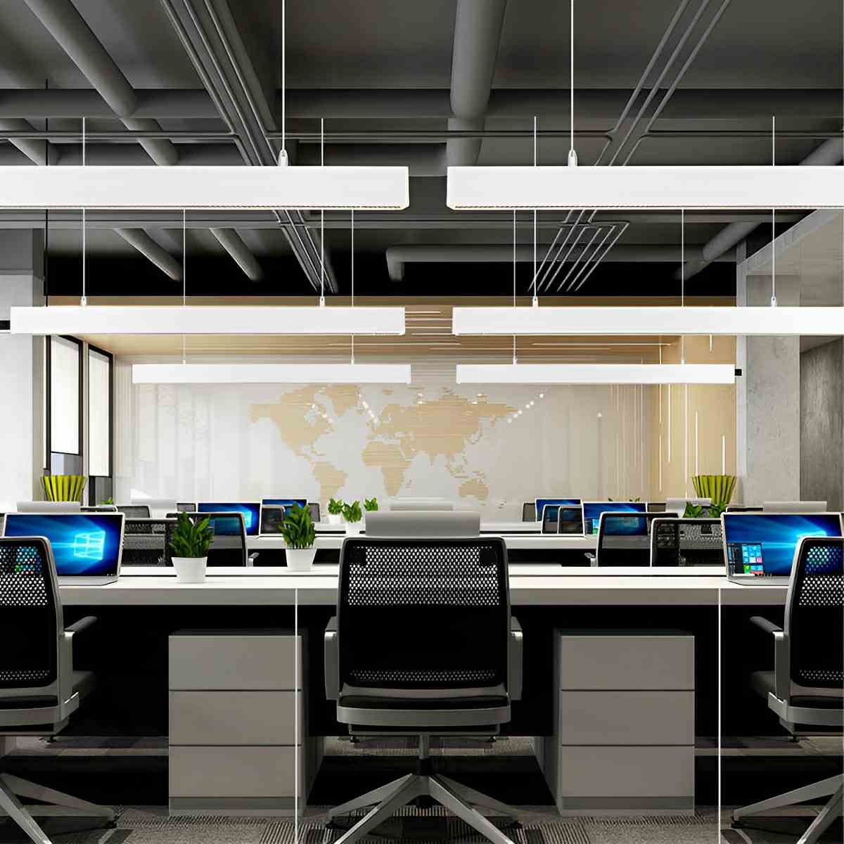 Lavisa - White Modern Minimalist Linear LED Office Pendant Light