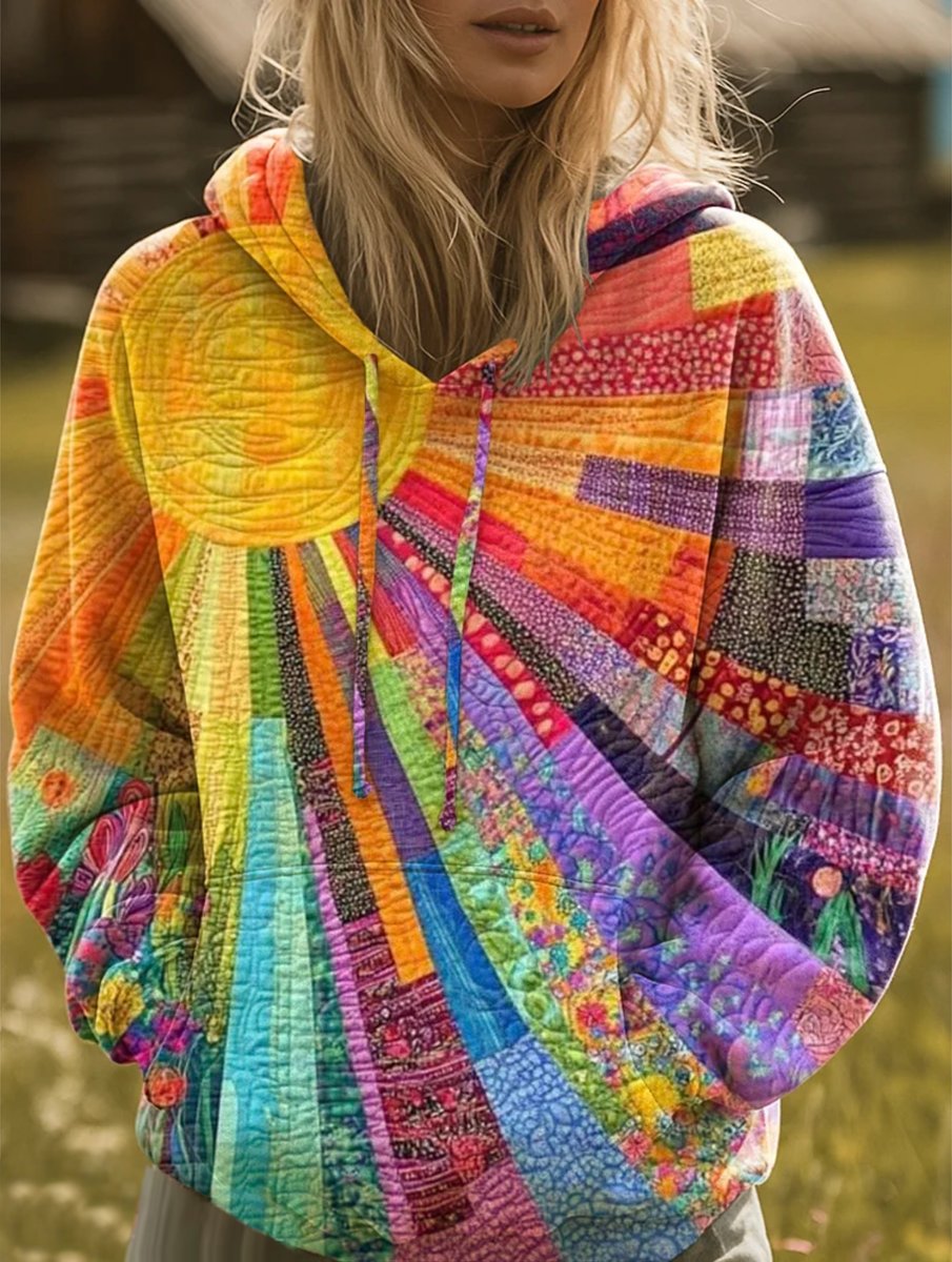 Lavisa - Women Bohemian Patchwork Quilted Pullover Hoodie Sweater