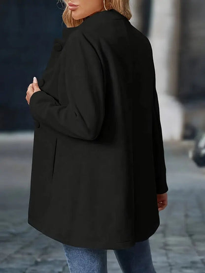 Women's Stand Collar Longline Blazer Jacket - Variant Angle | Lavisa