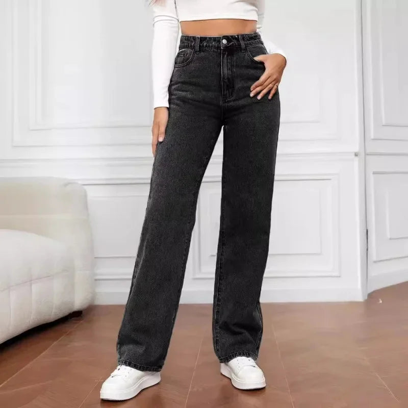 Lavisa - Womens High Waist Wide Leg Denim Jeans