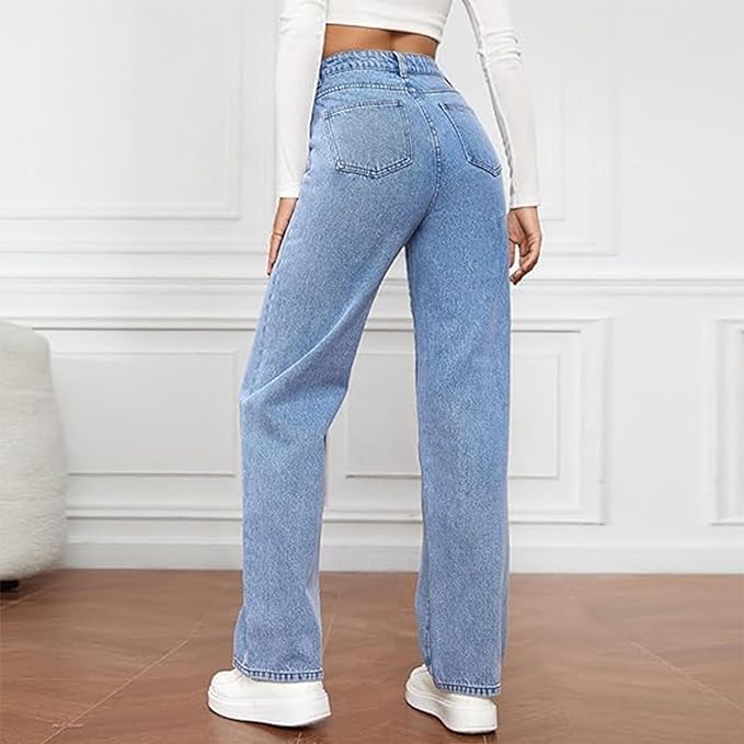 Lavisa - Womens High Waist Wide Leg Denim Jeans