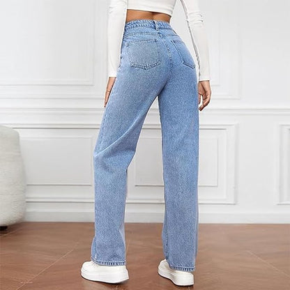 Lavisa - Womens High Waist Wide Leg Denim Jeans