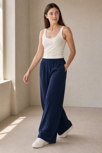 Lavisa - Womens Loose Fit Wide Leg Drawstring Jogger Pants