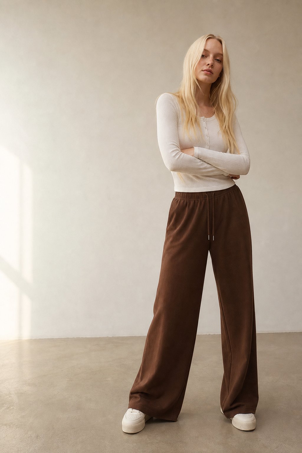 Lavisa - Womens Loose Fit Wide Leg Drawstring Jogger Pants