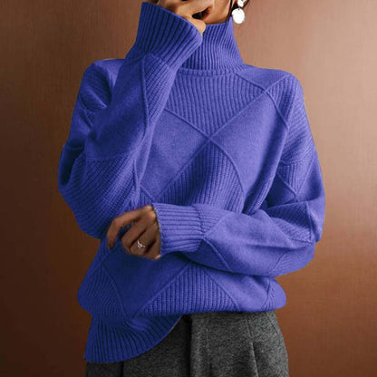 Women's Argyle Knit Turtleneck Sweater - Variant Style 10 | Lavisa