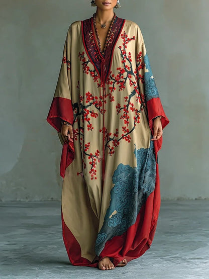 Lavisa - Batwing Sleeve Floral Maxi Dress