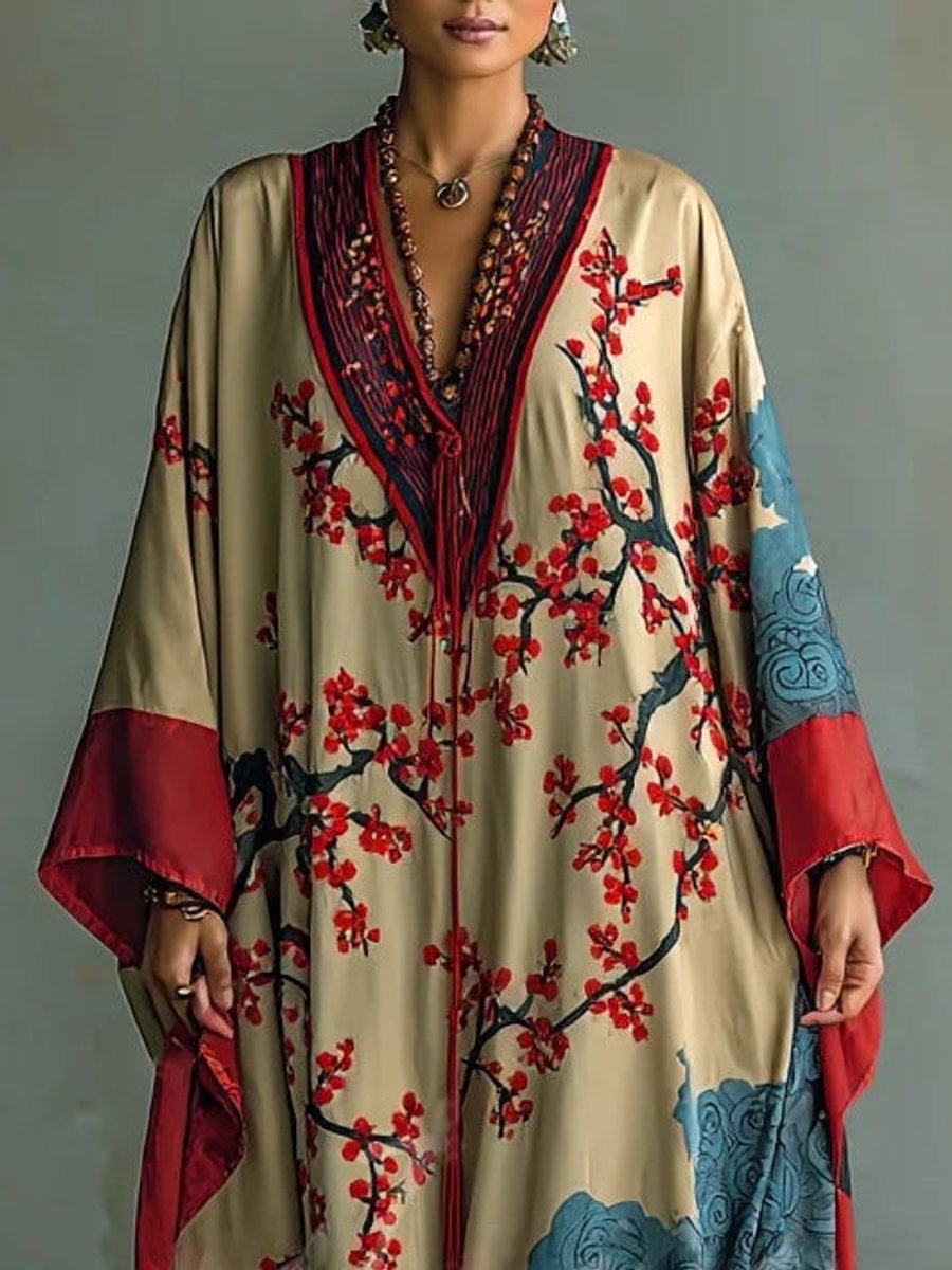 Lavisa - Batwing Sleeve Floral Maxi Dress