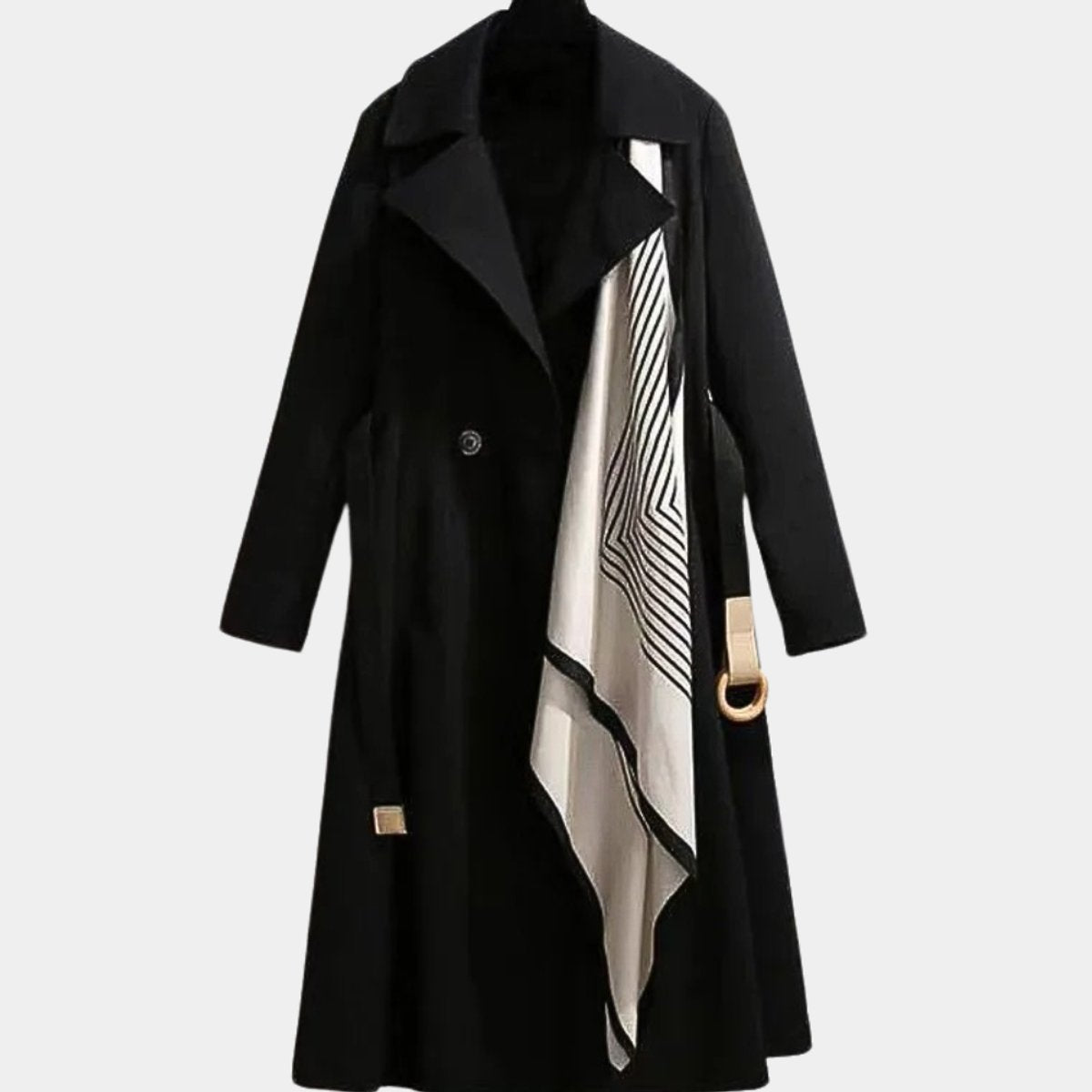 Women's Belted Midi Trench Coat Relaxed Fit Long Sleeve - Side Angle | Lavisa