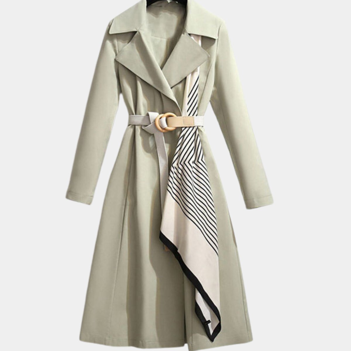 Women's Belted Midi Trench Coat Relaxed Fit Long Sleeve - Back View | Lavisa