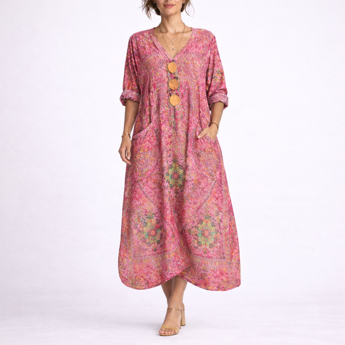 Lavisa - Women's Bohemian Maxi Fall Wedding Guest Dress Flowy Kaftan