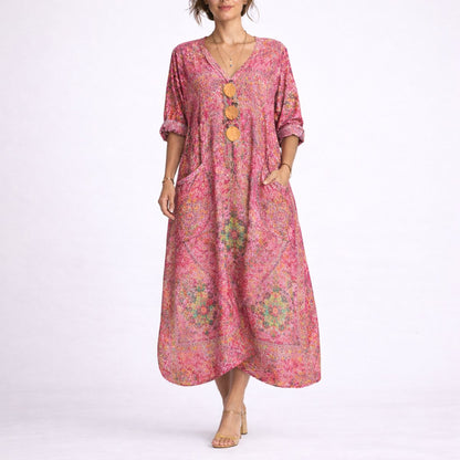 Lavisa - Women's Bohemian Maxi Fall Wedding Guest Dress Flowy Kaftan