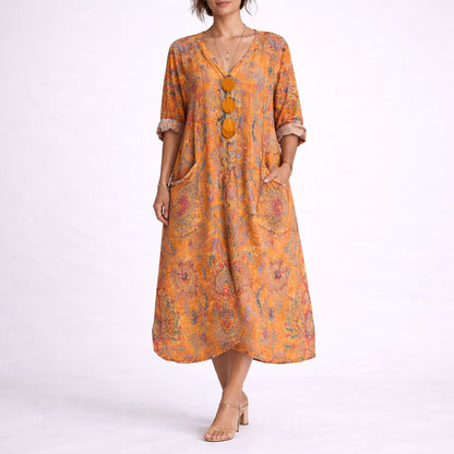 Lavisa - Women's Bohemian Maxi Fall Wedding Guest Dress Flowy Kaftan