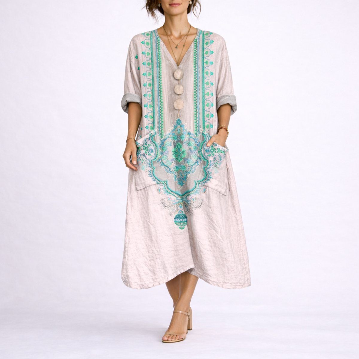 Lavisa - Women's Bohemian Maxi Fall Wedding Guest Dress Flowy Kaftan