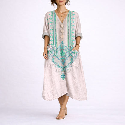 Lavisa - Women's Bohemian Maxi Fall Wedding Guest Dress Flowy Kaftan