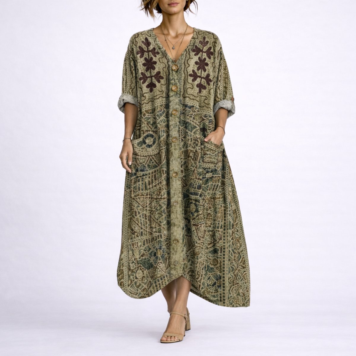 Lavisa - Women's Bohemian Maxi Fall Wedding Guest Dress Flowy Kaftan