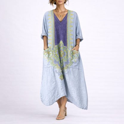 Lavisa - Women's Bohemian Maxi Fall Wedding Guest Dress Flowy Kaftan