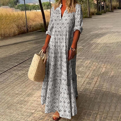 Boho Floral Tiered Maxi Dress - Close-Up Fabric Texture | Lavisa