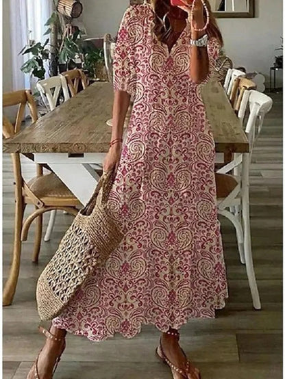 Boho Ikat Print Tassel Midi Dress - Close-Up Fabric Texture | Lavisa