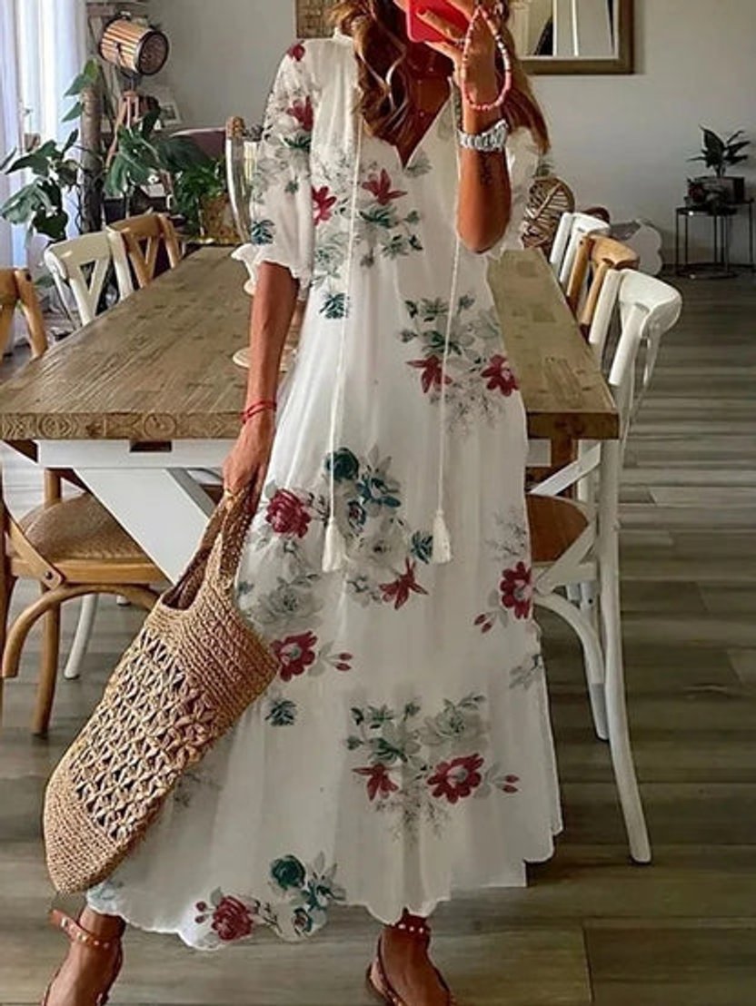 Boho Ikat Print Tassel Midi Dress - Variant Style 6 | Lavisa