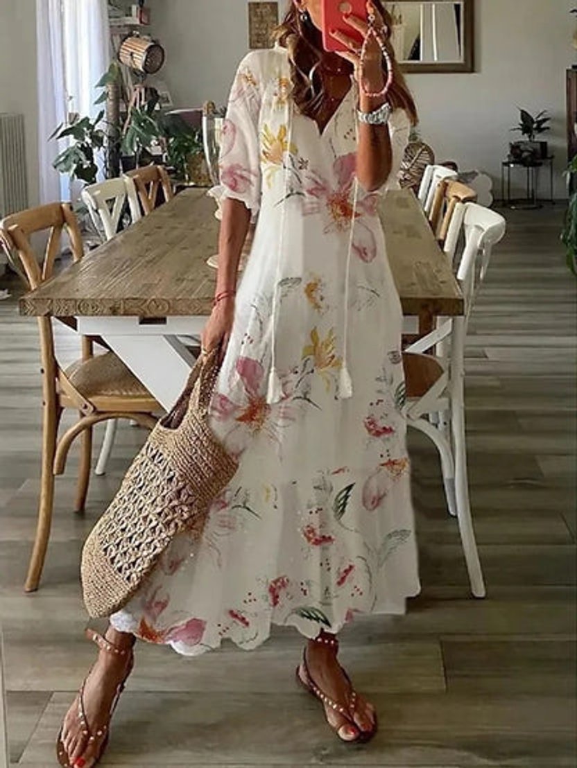 Boho Ikat Print Tassel Midi Dress - Variant Style 8 | Lavisa