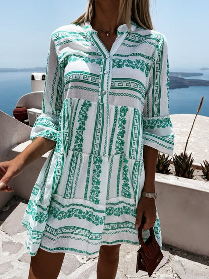 Women's Boho Printed Tiered Tunic Mini Dress - Variant Style 10 | Lavisa