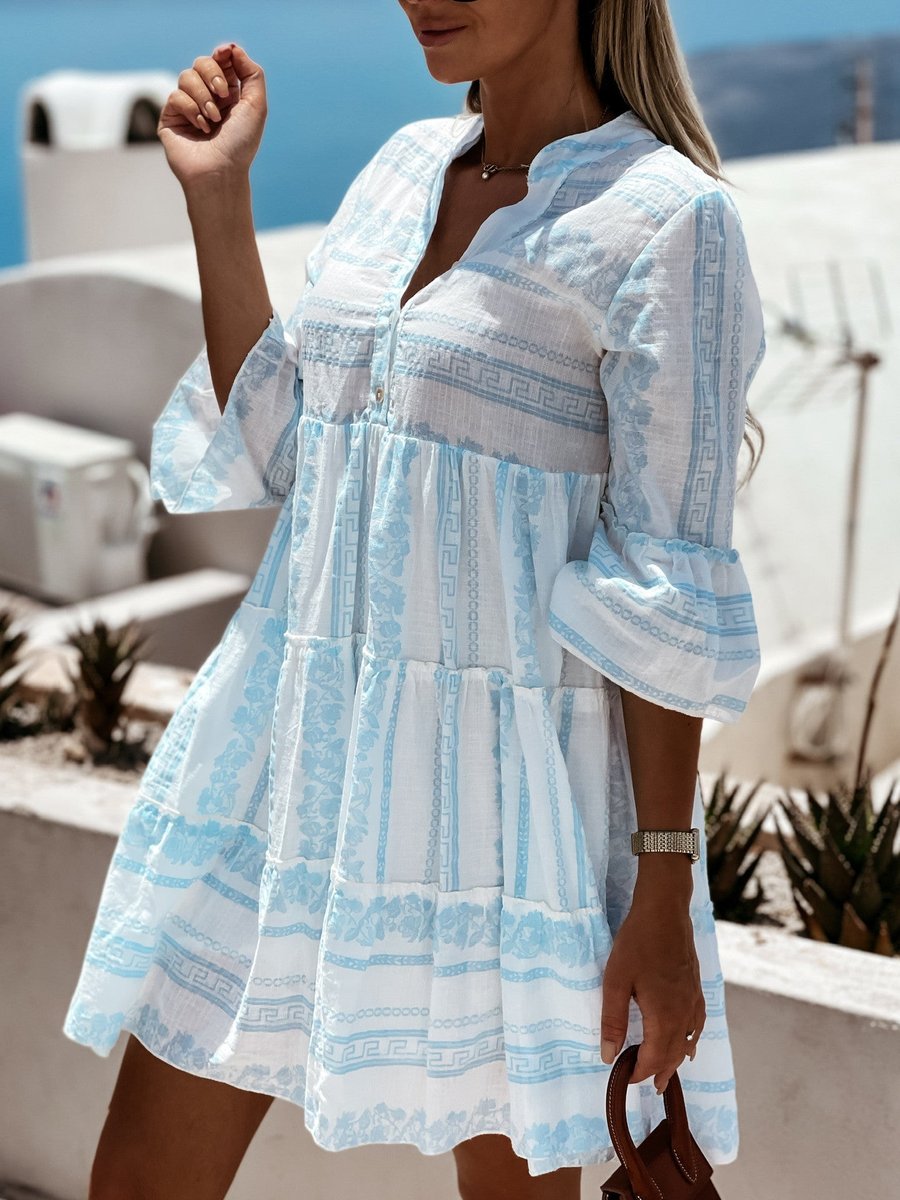 Women's Boho Printed Tiered Tunic Mini Dress - Variant Style 18 | Lavisa