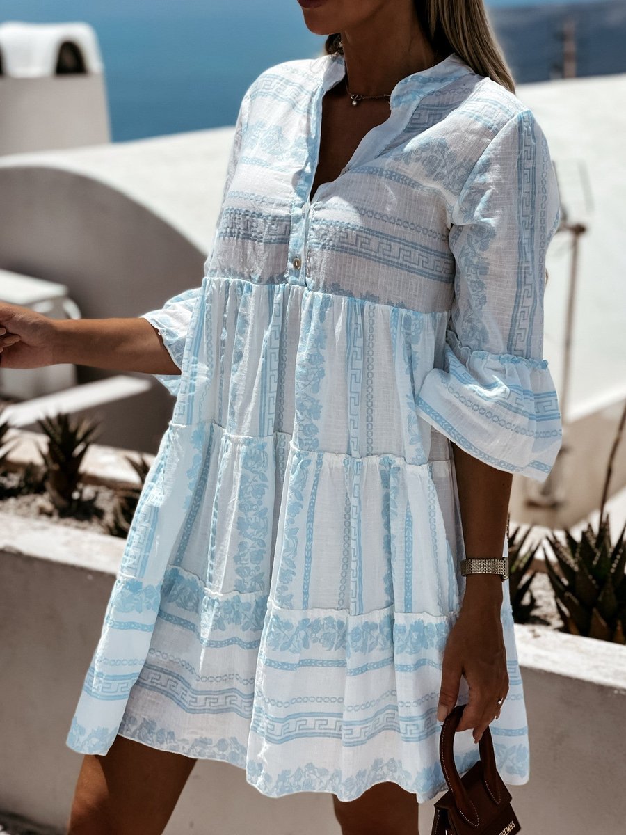 Women's Boho Printed Tiered Tunic Mini Dress - Variant Style 19 | Lavisa