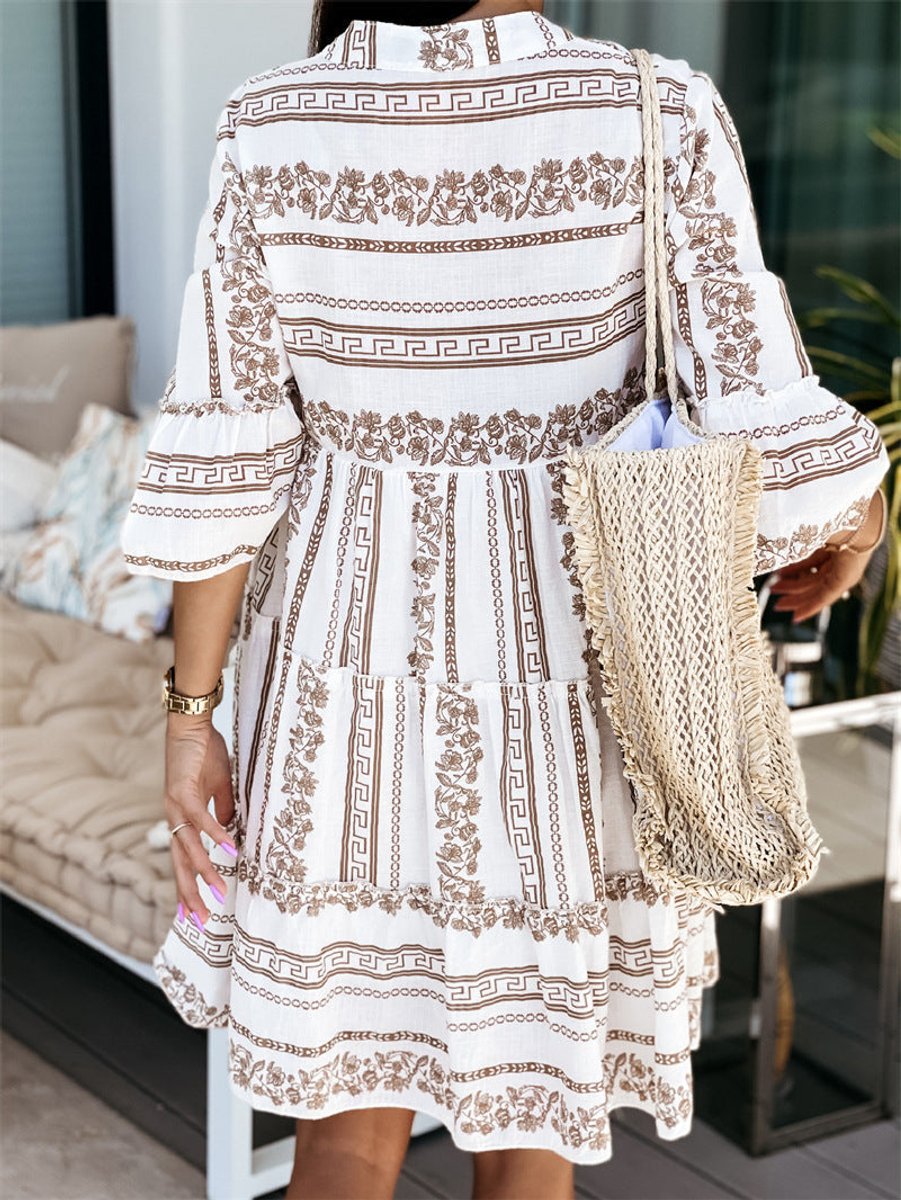 Women's Boho Printed Tiered Tunic Mini Dress - Variant Style 8 | Lavisa