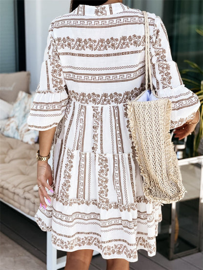 Women's Boho Printed Tiered Tunic Mini Dress - Variant Style 8 | Lavisa