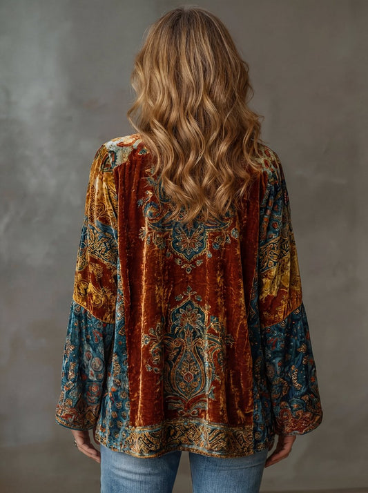 Lavisa - Women's Boho Vintage Loose-Fit Quilted Jacket Kimono Cardigan