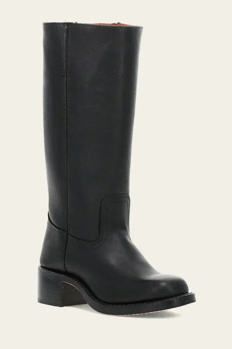 Lavisa - Women's Brown Leather Knee-High Block Heel Boots