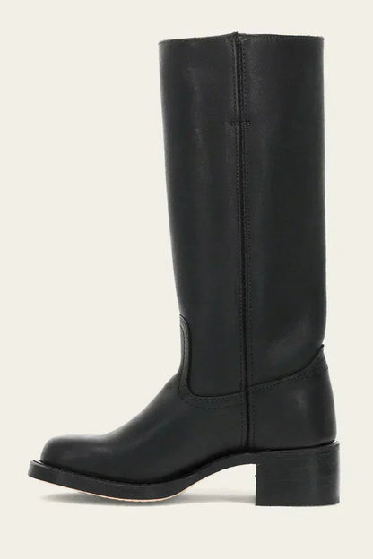 Lavisa - Women's Brown Leather Knee-High Block Heel Boots