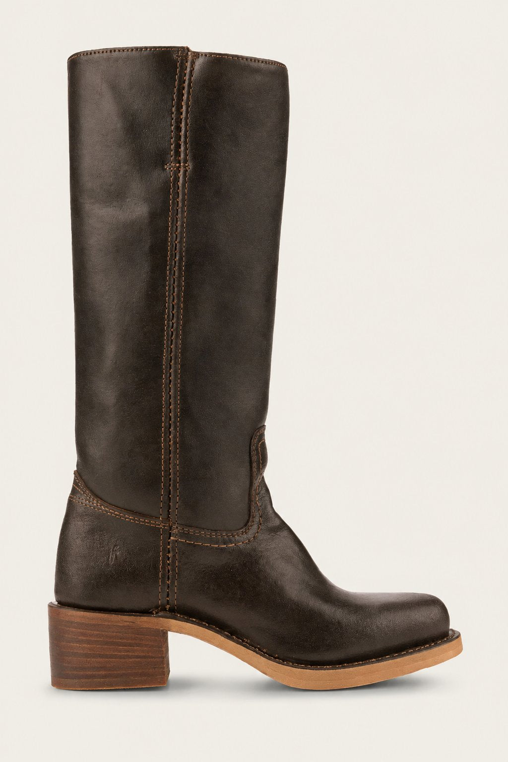 Lavisa - Women's Brown Leather Knee-High Block Heel Boots