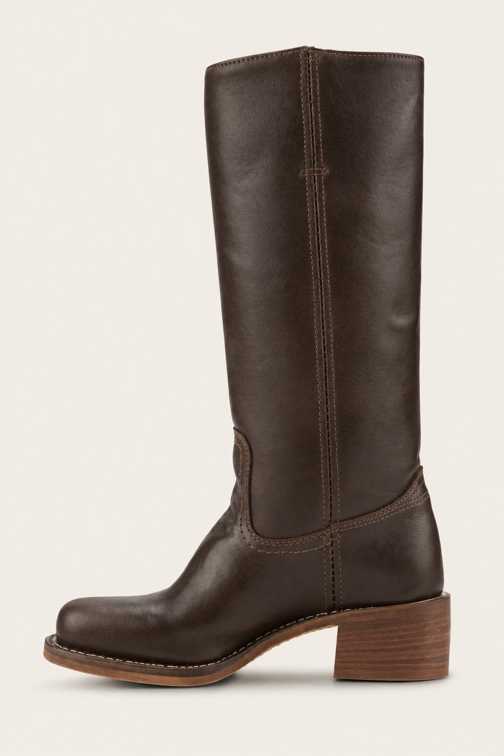 Lavisa - Women's Brown Leather Knee-High Block Heel Boots