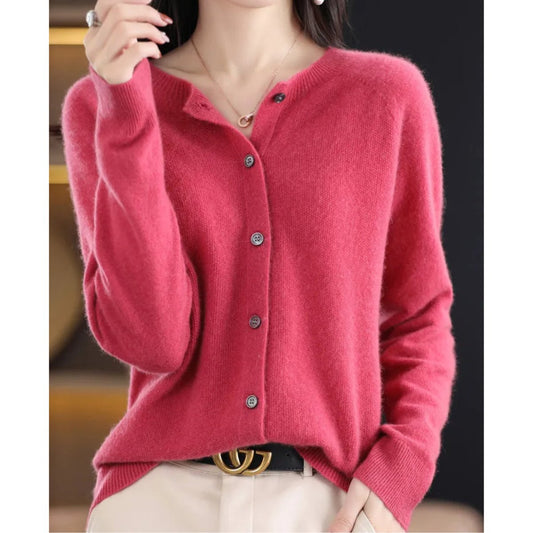 Lavisa - Women's Button-Up V-Neck Cashmere Knit Cardigan